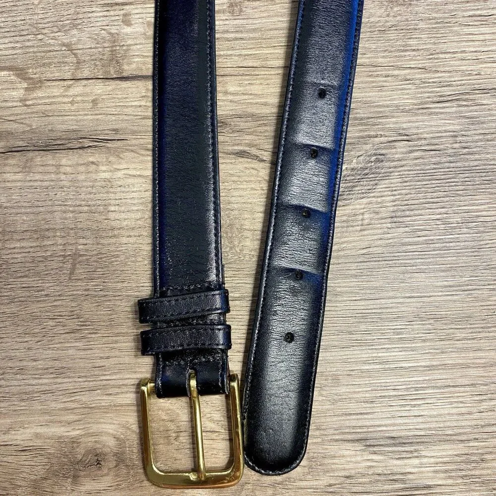 Vintage Coach 5800 Black Leather Belt Made in USA Solid Brass Buckle 44